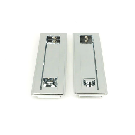 From The Anvil - Polished Chrome 250mm Art Deco Rectangular Pull -Privacy Set | Sku. 47180 | Trade Door Handles.