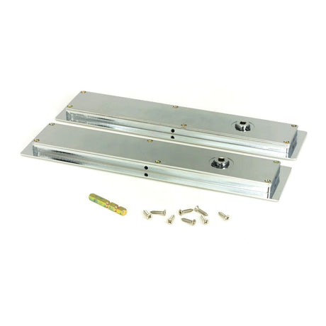 From The Anvil - Polished Chrome 250mm Art Deco Rectangular Pull -Privacy Set | Sku. 47180 | Trade Door Handles.