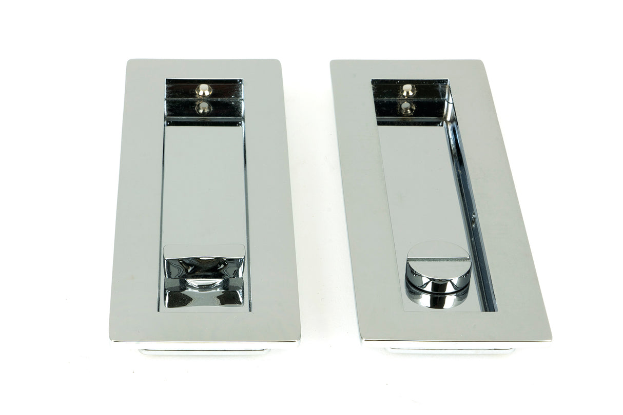 From The Anvil - Polished Chrome 175mm Plain Rectangular Pull - Privacy Set | Sku. 47181 | Trade Door Handles.