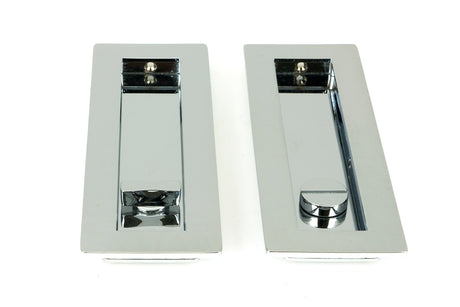 From The Anvil - Polished Chrome 175mm Plain Rectangular Pull - Privacy Set | Sku. 47181 | Trade Door Handles.