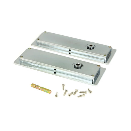 From The Anvil - Polished Chrome 175mm Plain Rectangular Pull - Privacy Set | Sku. 47181 | Trade Door Handles.