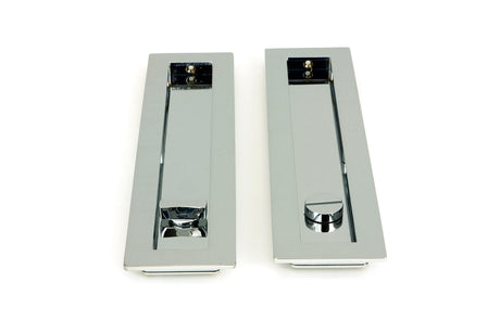 From The Anvil - Polished Chrome 250mm Plain Rectangular Pull - Privacy Set | Sku. 47182 | Trade Door Handles.