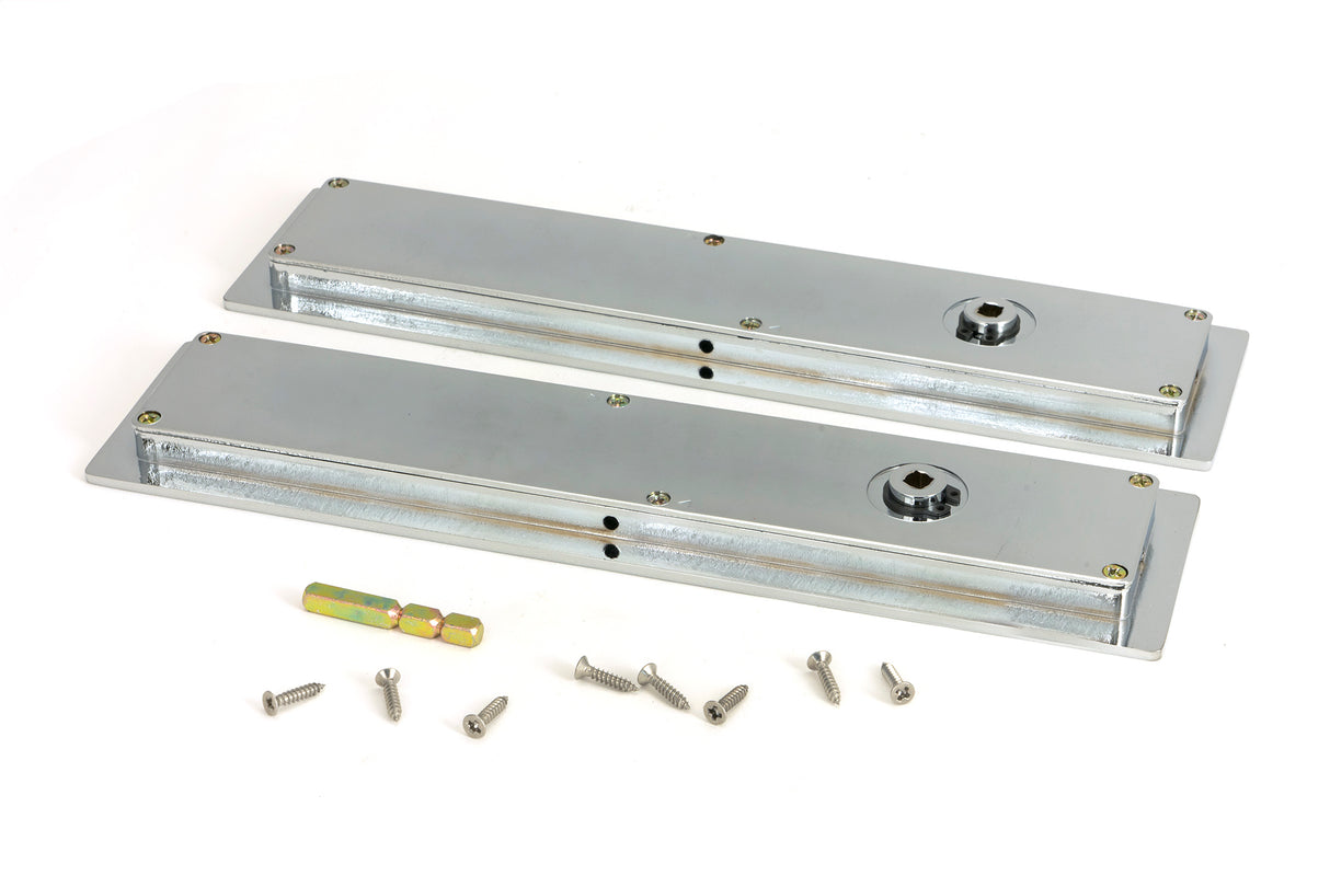 From The Anvil - Polished Chrome 250mm Plain Rectangular Pull - Privacy Set | Sku. 47182 | Trade Door Handles.