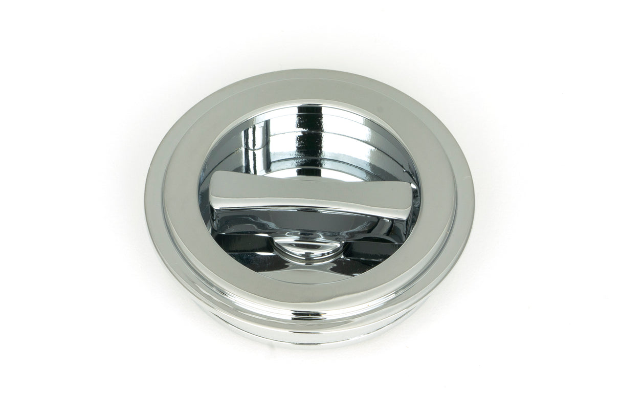 From The Anvil - Polished Chrome 60mm Art Deco Round Pull - Privacy Set | Sku. 47187 | Trade Door Handles.