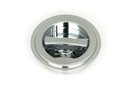 From The Anvil - Polished Chrome 60mm Art Deco Round Pull - Privacy Set | Sku. 47187 | Trade Door Handles.