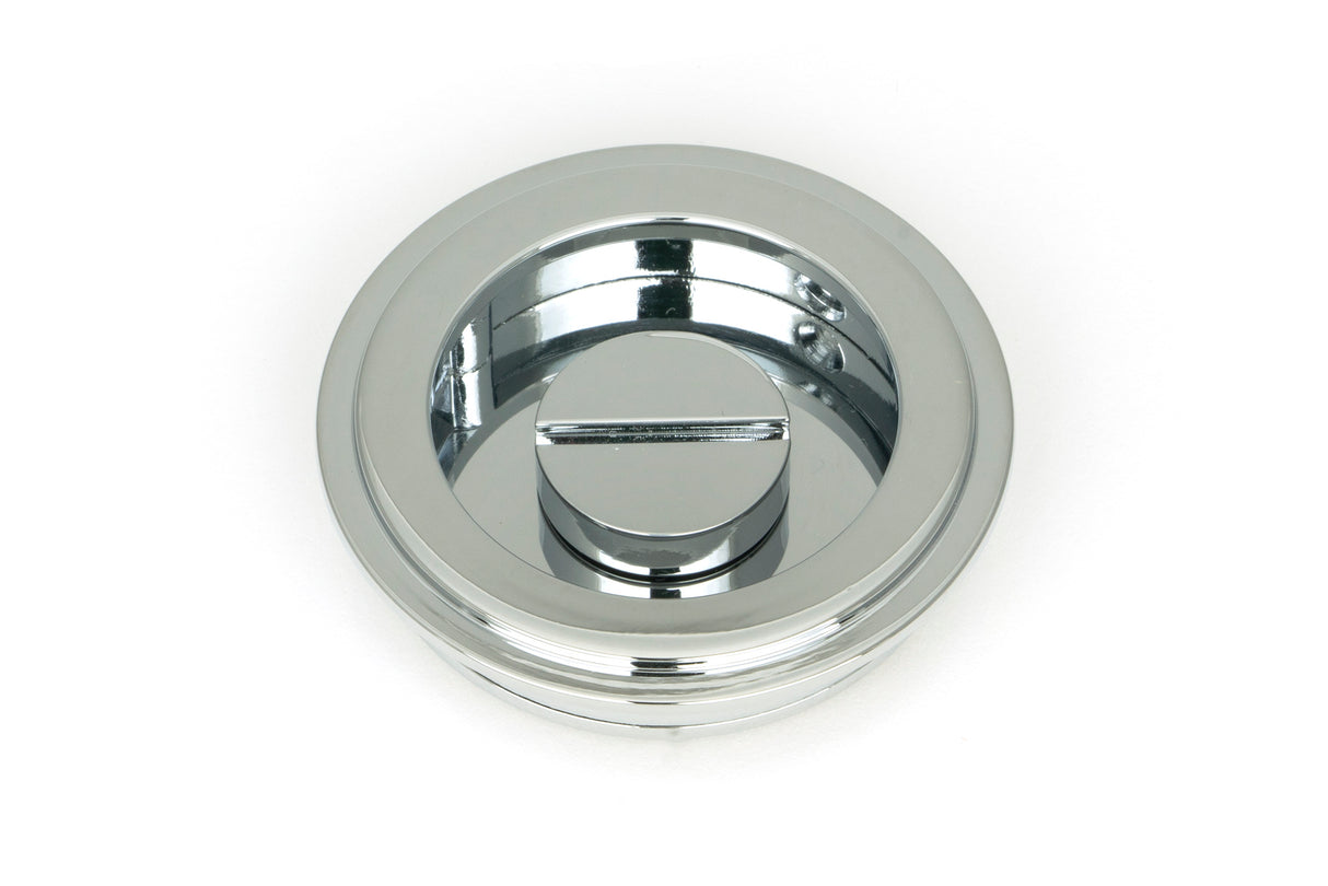 From The Anvil - Polished Chrome 60mm Art Deco Round Pull - Privacy Set | Sku. 47187 | Trade Door Handles.