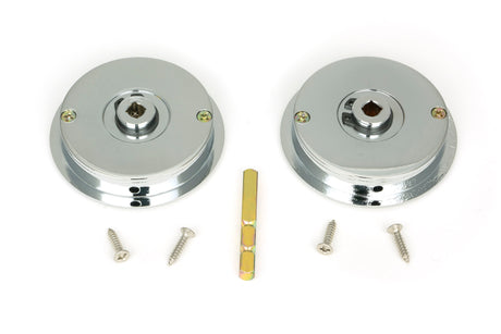 From The Anvil - Polished Chrome 60mm Art Deco Round Pull - Privacy Set | Sku. 47187 | Trade Door Handles.