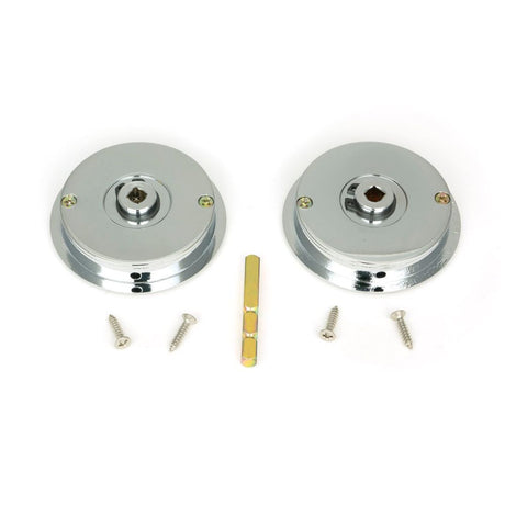 From The Anvil - Polished Chrome 60mm Art Deco Round Pull - Privacy Set | Sku. 47187 | Trade Door Handles.