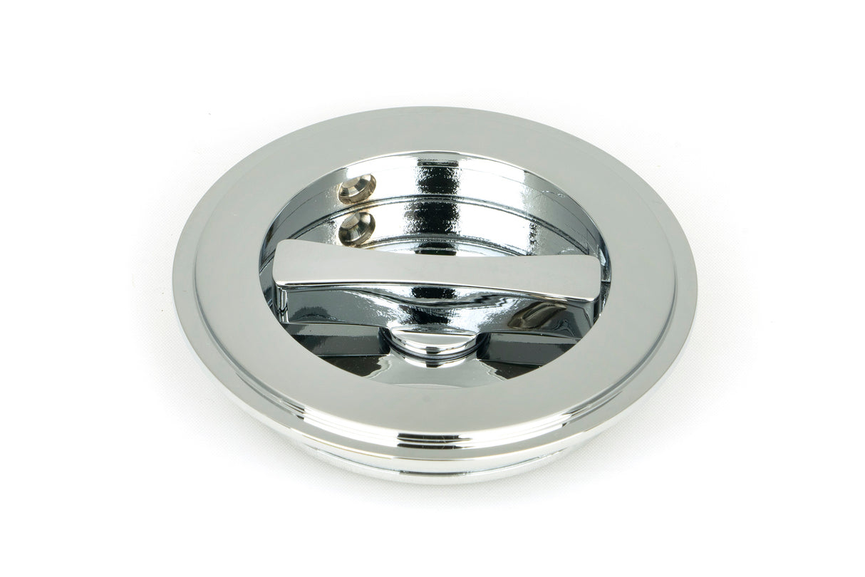 From The Anvil - Polished Chrome 75mm Art Deco Round Pull - Privacy Set | Sku. 47188 | Trade Door Handles.