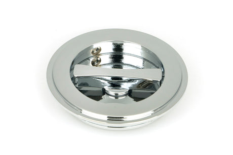 From The Anvil - Polished Chrome 75mm Art Deco Round Pull - Privacy Set | Sku. 47188 | Trade Door Handles.