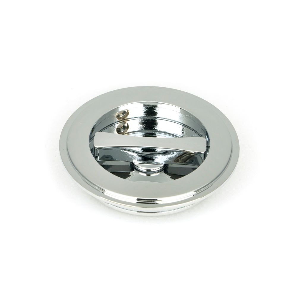 From The Anvil - Polished Chrome 75mm Art Deco Round Pull - Privacy Set | Sku. 47188 | Trade Door Handles.