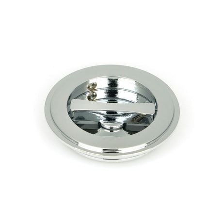 From The Anvil - Polished Chrome 75mm Art Deco Round Pull - Privacy Set | Sku. 47188 | Trade Door Handles.