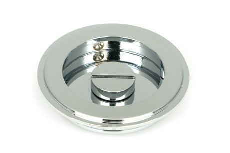 From The Anvil - Polished Chrome 75mm Art Deco Round Pull - Privacy Set | Sku. 47188 | Trade Door Handles.