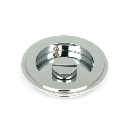 From The Anvil - Polished Chrome 75mm Art Deco Round Pull - Privacy Set | Sku. 47188 | Trade Door Handles.