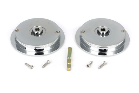 From The Anvil - Polished Chrome 75mm Art Deco Round Pull - Privacy Set | Sku. 47188 | Trade Door Handles.