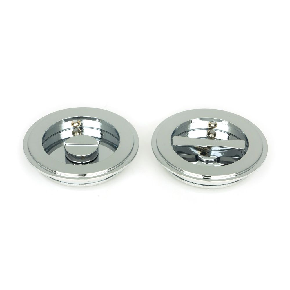 From The Anvil - Polished Chrome 75mm Art Deco Round Pull - Privacy Set | Sku. 47188 | Trade Door Handles.