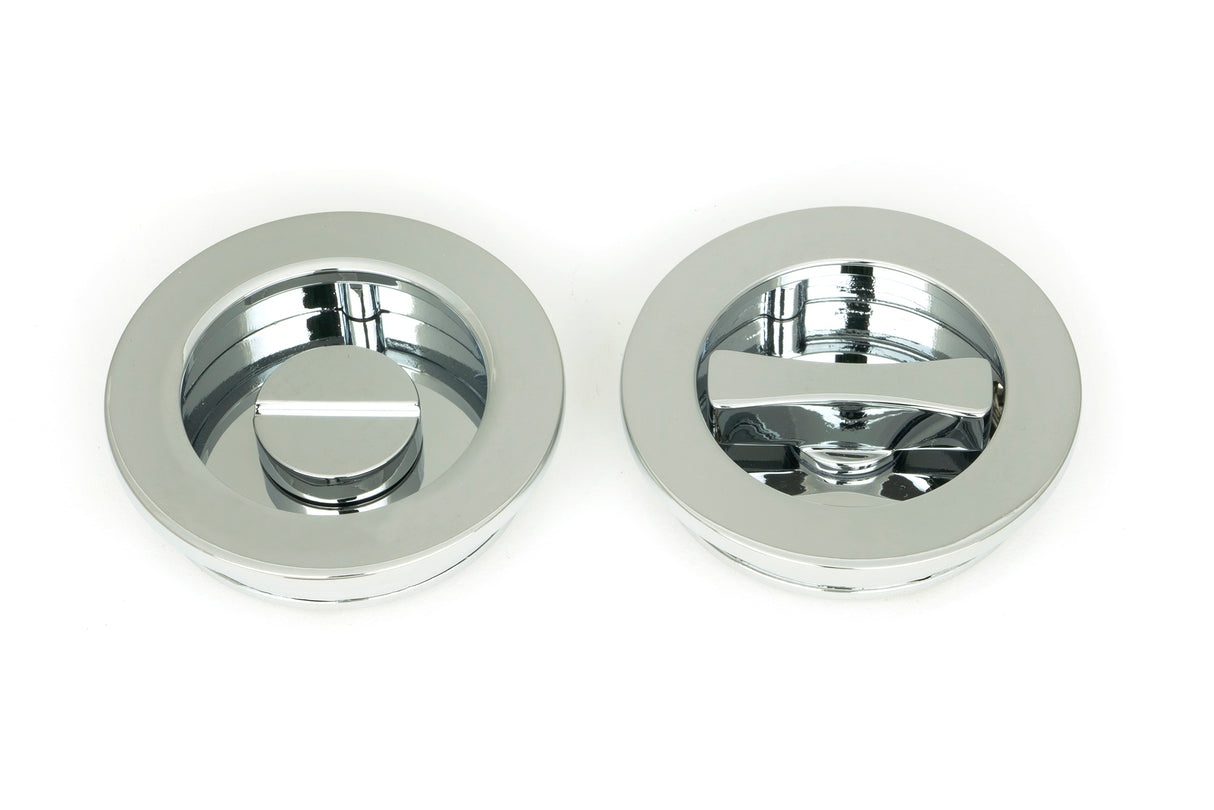 From The Anvil - Polished Chrome 60mm Plain Round Pull - Privacy Set | Sku. 47189 | Trade Door Handles.