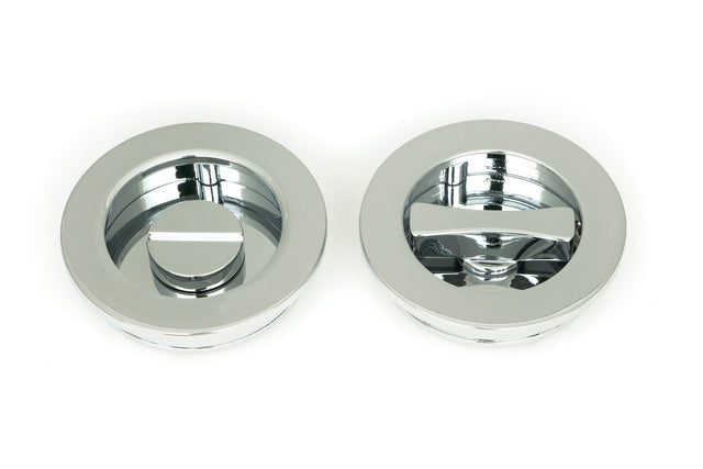 From The Anvil - Polished Chrome 60mm Plain Round Pull - Privacy Set | Sku. 47189 | Trade Door Handles.