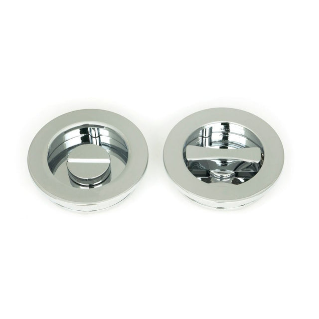 From The Anvil - Polished Chrome 60mm Plain Round Pull - Privacy Set | Sku. 47189 | Trade Door Handles.