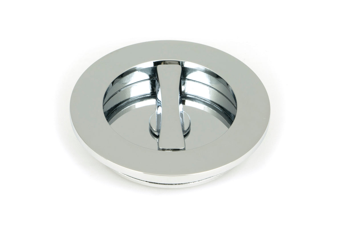 From The Anvil - Polished Chrome 75mm Plain Round Pull - Privacy Set | Sku. 47190 | Trade Door Handles.