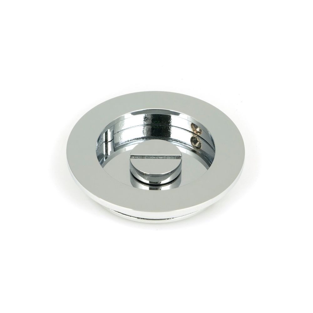 From The Anvil - Polished Chrome 75mm Plain Round Pull - Privacy Set | Sku. 47190 | Trade Door Handles.