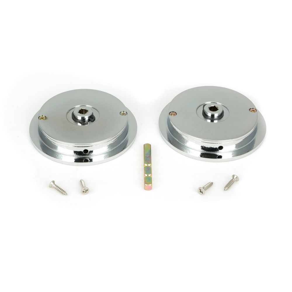 From The Anvil - Polished Chrome 75mm Plain Round Pull - Privacy Set | Sku. 47190 | Trade Door Handles.