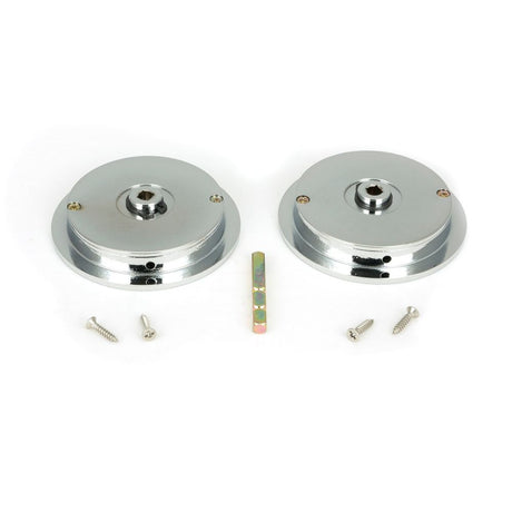 From The Anvil - Polished Chrome 75mm Plain Round Pull - Privacy Set | Sku. 47190 | Trade Door Handles.