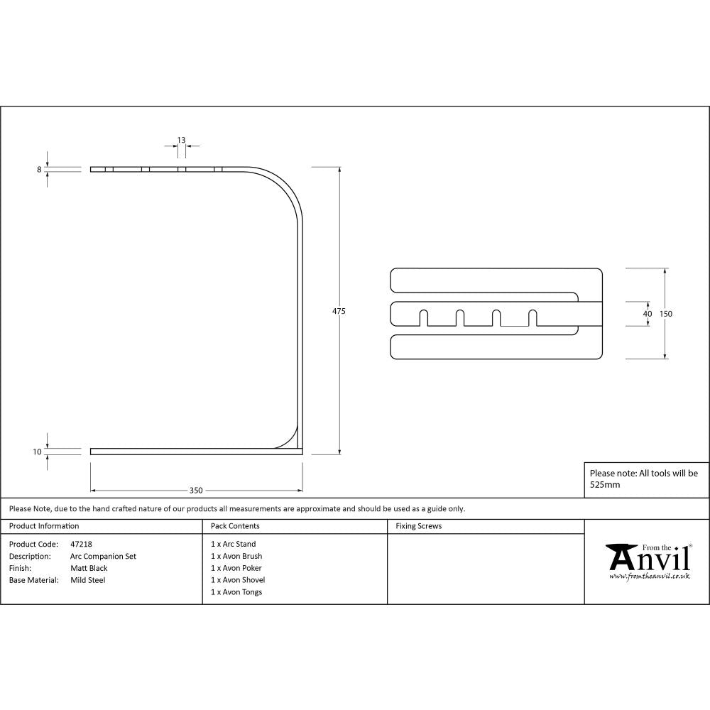 From The Anvil - Matt Black Arc Companion Set - Avon Tools | Sku. 47218 | Trade Door Handles.
