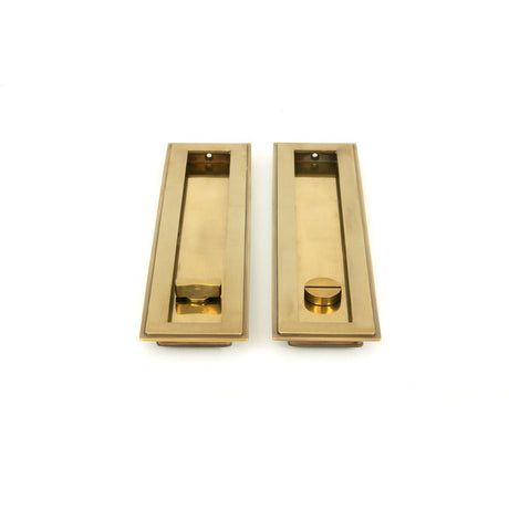 From The Anvil - Aged Brass 250mm Art Deco Rectangular Pull - Privacy Set | Sku. 48309 | Trade Door Handles.