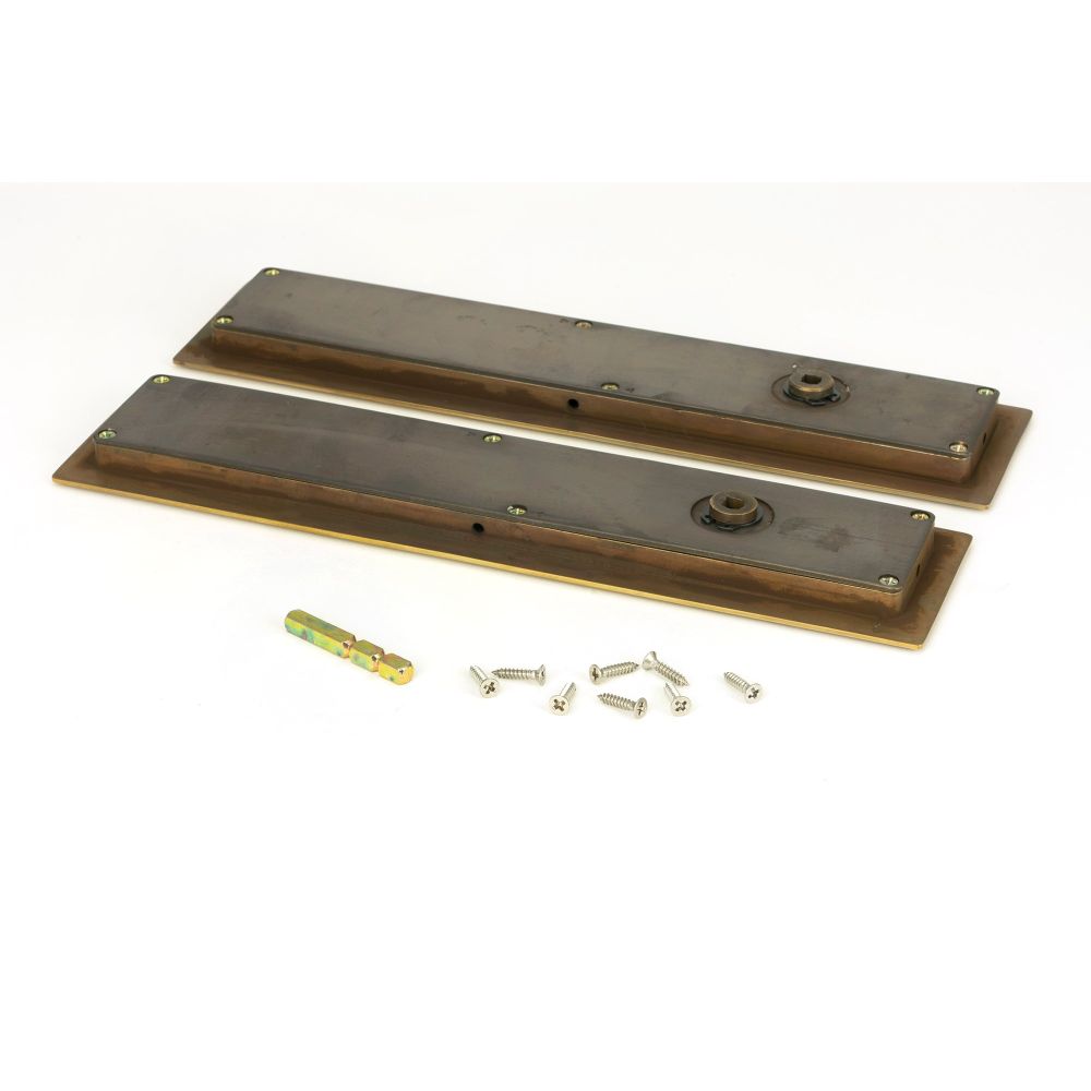 From The Anvil - Aged Brass 250mm Art Deco Rectangular Pull - Privacy Set | Sku. 48309 | Trade Door Handles.