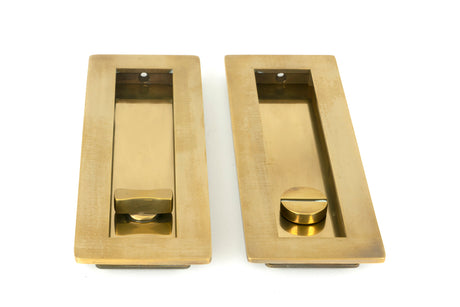 From The Anvil - Aged Brass 175mm Plain Rectangular Pull - Privacy Set | Sku. 48314 | Trade Door Handles.