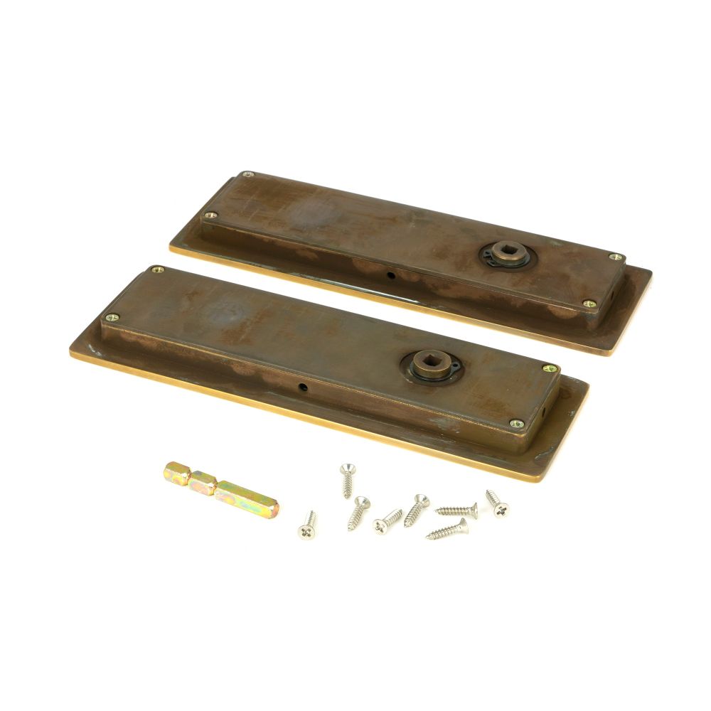From The Anvil - Aged Brass 175mm Plain Rectangular Pull - Privacy Set | Sku. 48314 | Trade Door Handles.