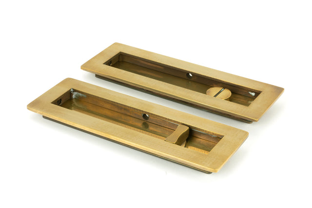 From The Anvil - Aged Brass 175mm Plain Rectangular Pull - Privacy Set | Sku. 48314 | Trade Door Handles.