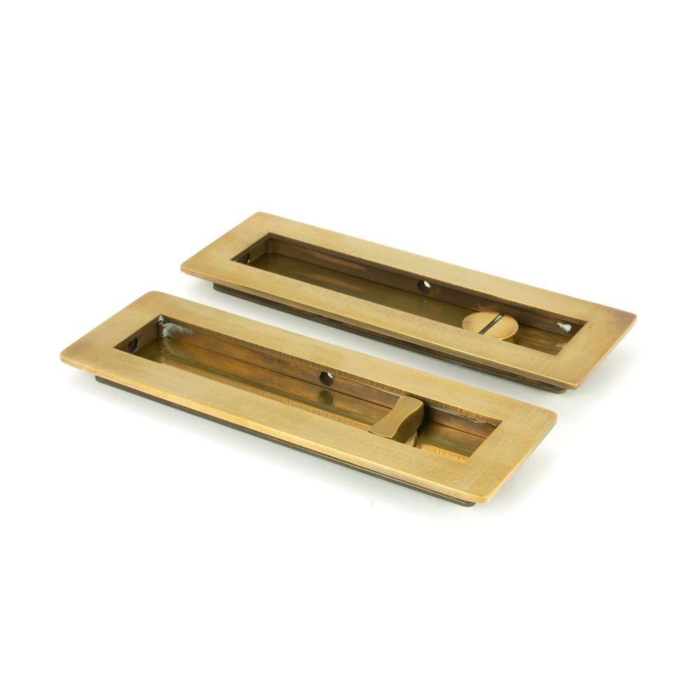 From The Anvil - Aged Brass 175mm Plain Rectangular Pull - Privacy Set | Sku. 48314 | Trade Door Handles.