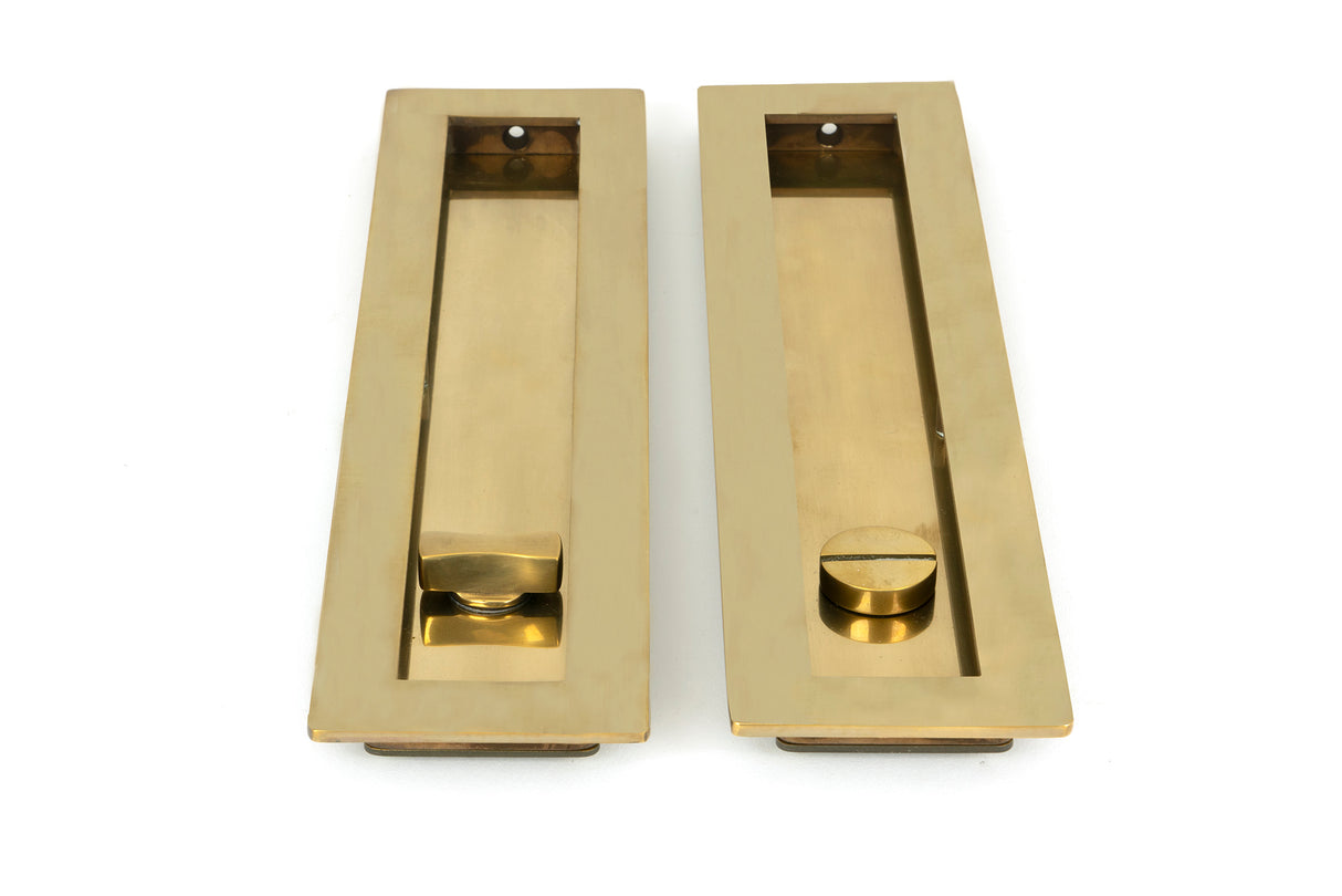 From The Anvil - Aged Brass 250mm Plain Rectangular Pull - Privacy Set | Sku. 48315 | Trade Door Handles.