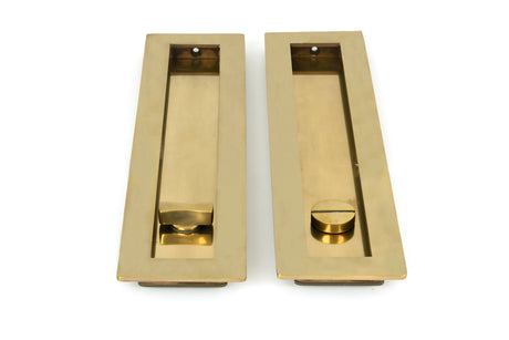 From The Anvil - Aged Brass 250mm Plain Rectangular Pull - Privacy Set | Sku. 48315 | Trade Door Handles.