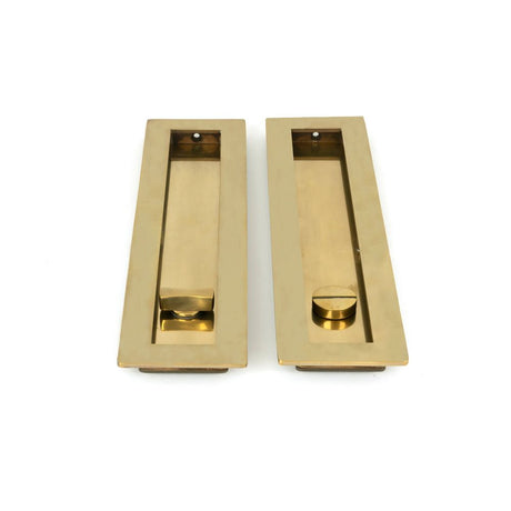 From The Anvil - Aged Brass 250mm Plain Rectangular Pull - Privacy Set | Sku. 48315 | Trade Door Handles.