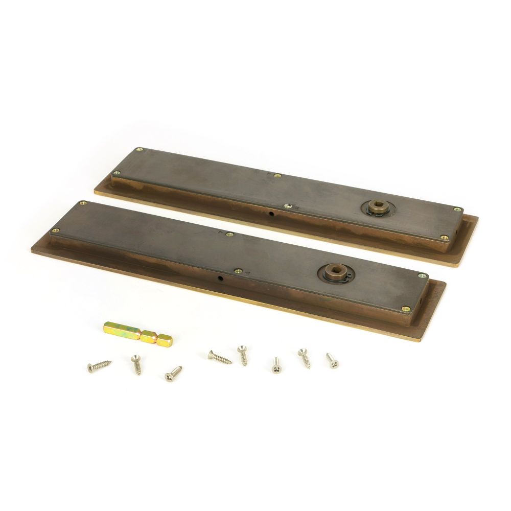 From The Anvil - Aged Brass 250mm Plain Rectangular Pull - Privacy Set | Sku. 48315 | Trade Door Handles.