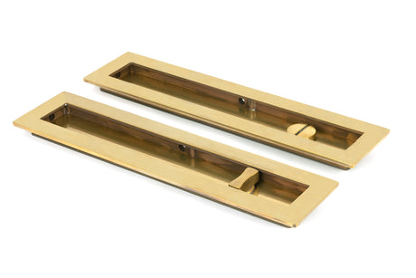 From The Anvil - Aged Brass 250mm Plain Rectangular Pull - Privacy Set | Sku. 48315 | Trade Door Handles.