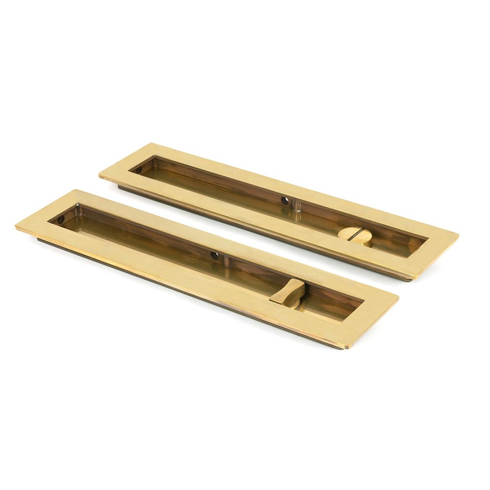 From The Anvil - Aged Brass 250mm Plain Rectangular Pull - Privacy Set | Sku. 48315 | Trade Door Handles.