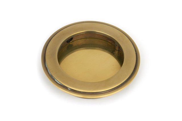 From The Anvil - Aged Brass 75mm Art Deco Round Pull | Sku. 48317 | Trade Door Handles.