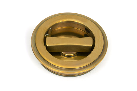 From The Anvil - Aged Brass 60mm Art Deco Round Pull - Privacy Set | Sku. 48324 | Trade Door Handles.