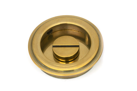 From The Anvil - Aged Brass 60mm Art Deco Round Pull - Privacy Set | Sku. 48324 | Trade Door Handles.