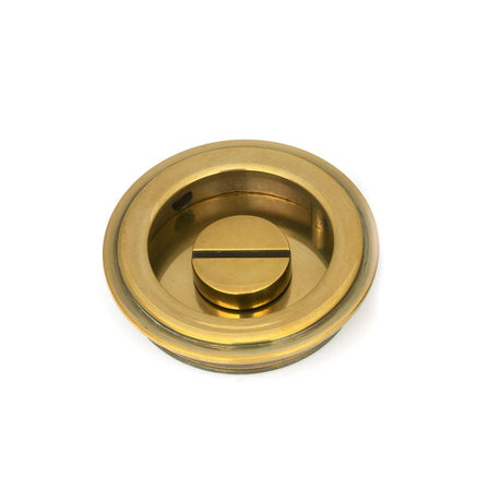 From The Anvil - Aged Brass 60mm Art Deco Round Pull - Privacy Set | Sku. 48324 | Trade Door Handles.