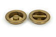 From The Anvil - Aged Brass 75mm Art Deco Round Pull - Privacy Set | Sku. 48325 | Trade Door Handles.