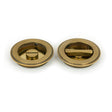 From The Anvil - Aged Brass 75mm Art Deco Round Pull - Privacy Set | Sku. 48325 | Trade Door Handles.