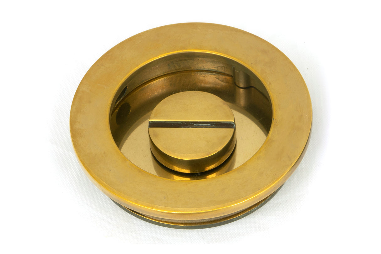 From The Anvil - Aged Brass 60mm Plain Round Pull - Privacy Set | Sku. 48330 | Trade Door Handles.