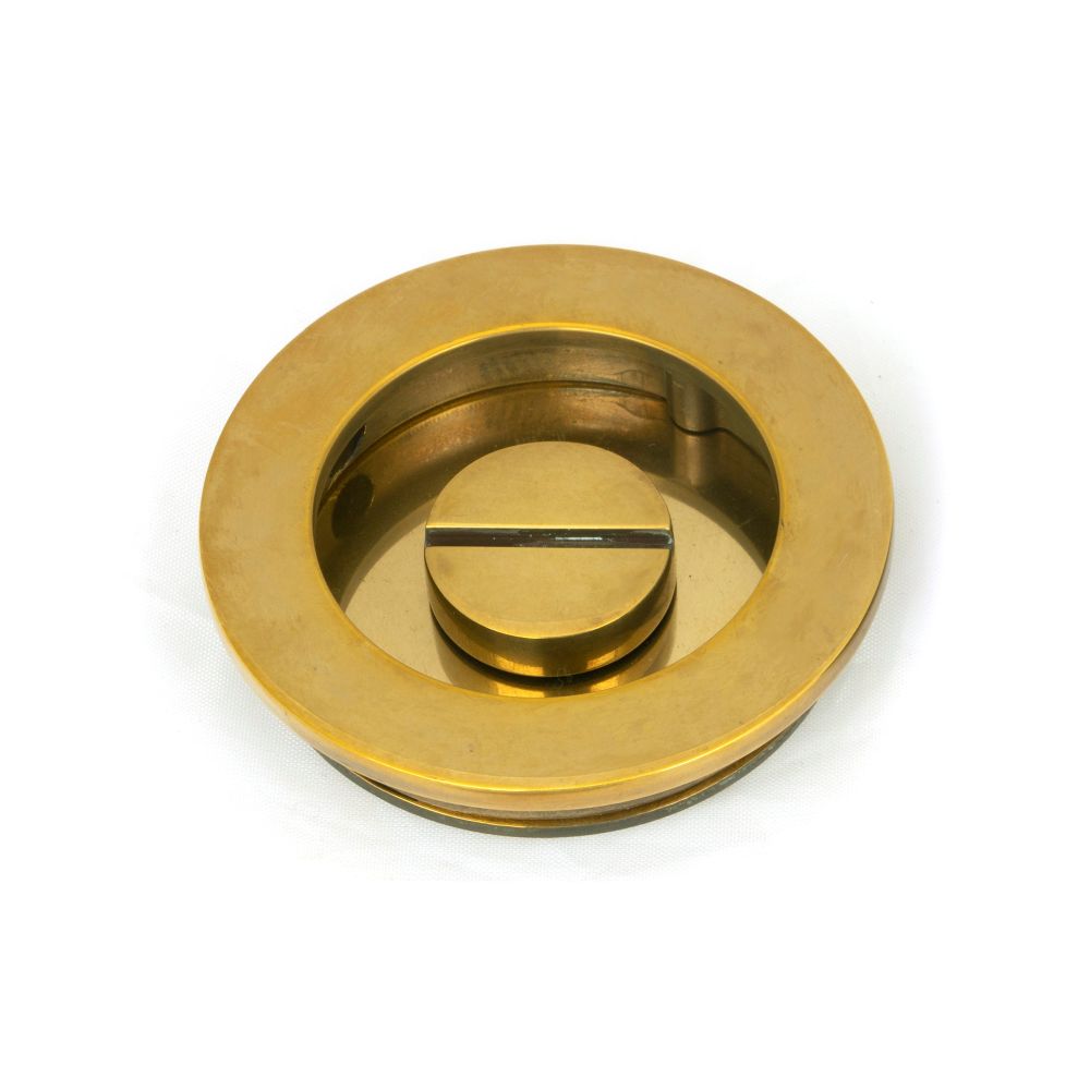 From The Anvil - Aged Brass 60mm Plain Round Pull - Privacy Set | Sku. 48330 | Trade Door Handles.