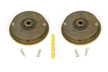From The Anvil - Aged Brass 60mm Plain Round Pull - Privacy Set | Sku. 48330 | Trade Door Handles.