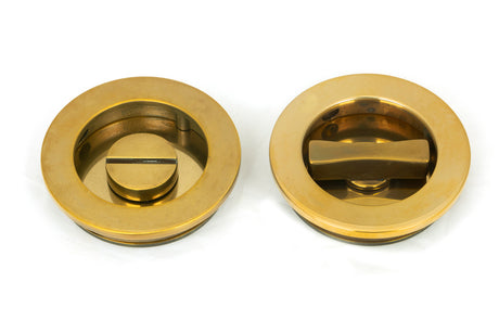 From The Anvil - Aged Brass 60mm Plain Round Pull - Privacy Set | Sku. 48330 | Trade Door Handles.